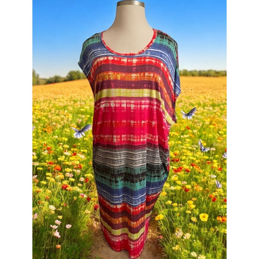 ILLord Multi Color Knit With One Shoulder Draped 1x, 2x